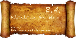 Rákóczy Adorján névjegykártya